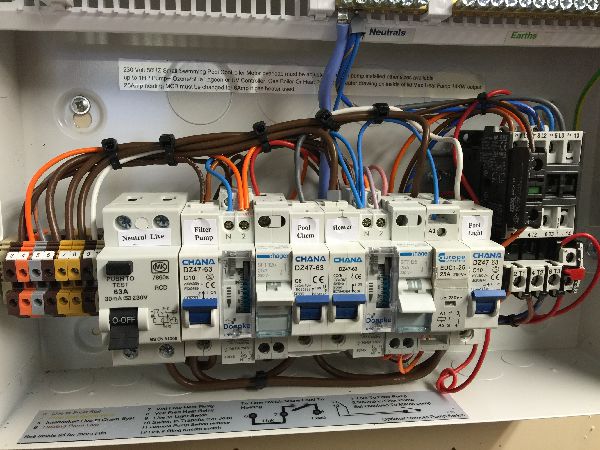 General view of control panel for swimming pools and spas